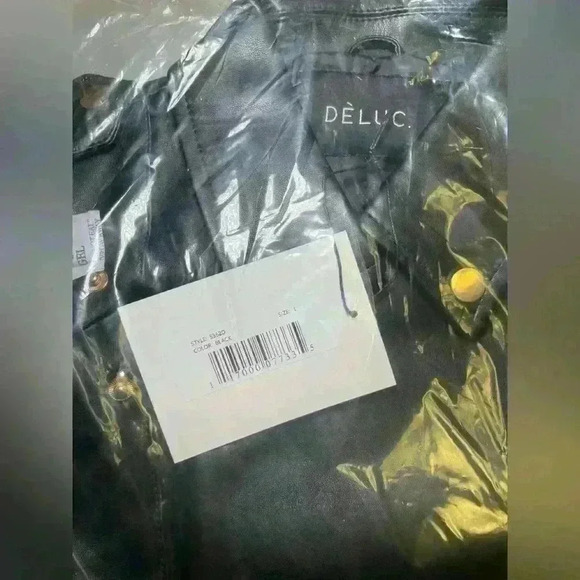 Deluc NWT New Theodora Vegan Leather Jacket Black Moto Style Size Large - Picture 3 of 6